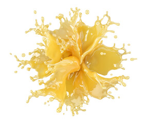 Wall Mural - Freshly squeezed orange juice bursts in a dynamic explosion, revealing its zesty tangy flavor. Isolated 3D studio shot captures juicy splash in vivid detail, perfect for advertising, drink promotion