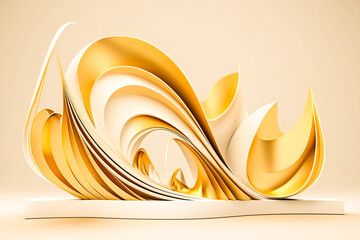 Wall Mural - Abstract golden white liquid shape background