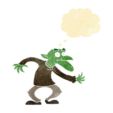 cartoon goblin with thought bubble