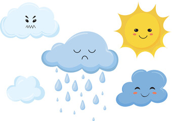 Wall Mural - weather characters in flat style isolated vector