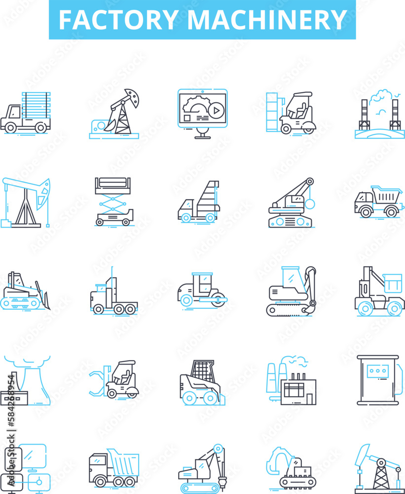 Xl Machine Connection Icon Factory machinery vector line icons set. Machinery, Factory, Equipment ...