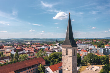 summer cityscape of nordhausen, thuringia, harz region, germany