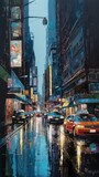 Fototapeta Nowy Jork - Impressionistic urban nightscape, generative ai