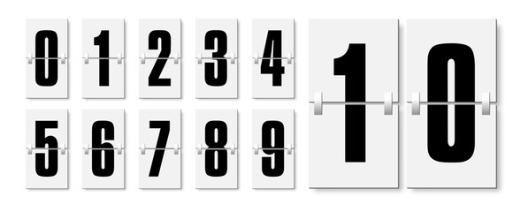 flip board style numbers vector illustration. airport terminal, arrival board with numbers template.