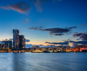Wall Mural - Amazing cityscape of Gdynia by the Baltic Sea at dusk. Poland