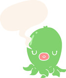 Fototapeta Dinusie - cartoon octopus and speech bubble in retro style