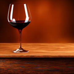 glass of red wine on wood table