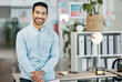 © A. Frank/peopleimages.com - Happy, business and portrait of man in office for startup, confident and positive. Pride, corporate and entrepreneurship with male employee standing in agency for management, expert and director