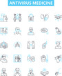 © Nina - Antivirus medicine vector line icons set. Antiviral, Medicine, Security, Protection, Virus, Software, Shield illustration outline concept symbols and signs