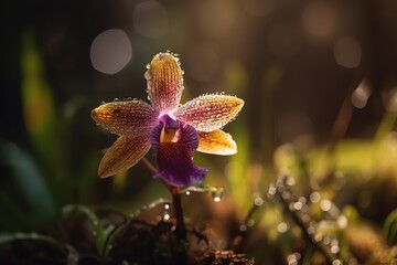 Wall Mural - fresh flower with water droplet, morning dew, generative ai