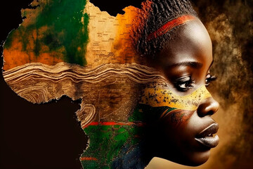 Black history month or woman's day celebration, Africa day concept  Ethnic black woman