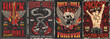 Rocknroll culture set colorful posters