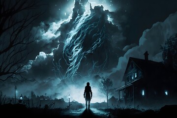 Wall Mural - night landscape created using ai generative technology