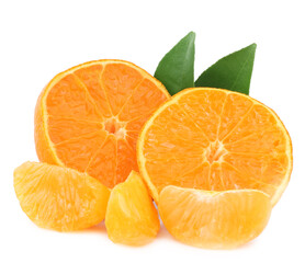 Wall Mural - Tangerine and slices isolated on a white background.