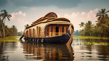House Boat On The River Side Kerala 