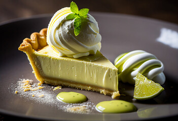 Lime Pie. Classic traditional American dessert favorite, generative ai