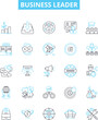 © Nina - business Leader vector line icons set. Businessowner, CEO, Executive, Manager, Chairman, Leader, Entrepreneur illustration outline concept symbols and signs