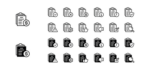 Aufkleber - Set of document contract status icon collection paper illustration full process for business approval symbol vector design