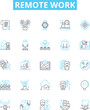 © Nina - Remote work vector line icons set. Remote, Work, Telecommuting, Teleworking, Virtual, Office, Offsite illustration outline concept symbols and signs