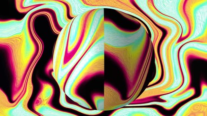 Wall Mural - Colorful abstract psychedelic neon liquid backdrop. Water ink or acrylic paint marbled iridescent vivid texture. Colorful panoramic liquid wave background. Abstract fluid swirl pattern