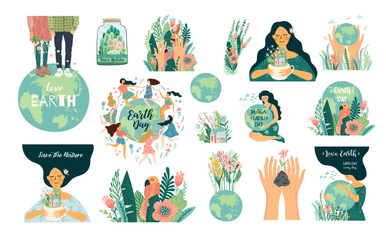 Vector illustrations for Earth Day and other environmental concept. Isolated design for card, poster, banner, flyer and other use