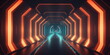 3D abstrakter Hintergrund mit Neonlichtern. neon tunnel.space konstruktion erstellt mit KI
