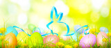 Fototapeta  - Funny Easter bunny. Happy Easter holiday concept.