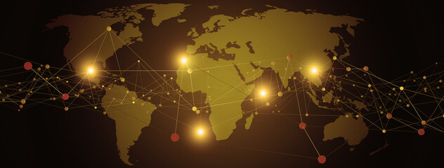 Wall Mural - Globalization and communication concept. Earth and luminous rays. 3d rendering