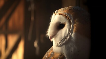 common barn owl. sunlit