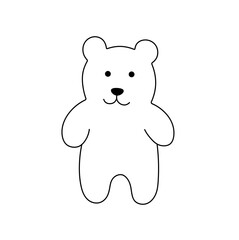 Wall Mural - Vector isolated one single cute cartoon standing bear toy  colorless black and white contour line easy drawing
