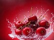 Colorful cherry fruit splash art created with Generative AI.