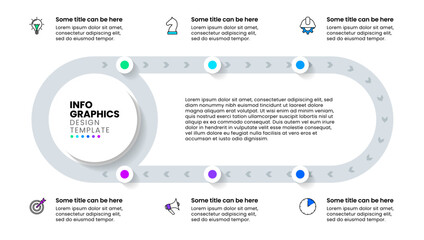 Aufkleber - Infographic template. Line with 6 steps and arrows