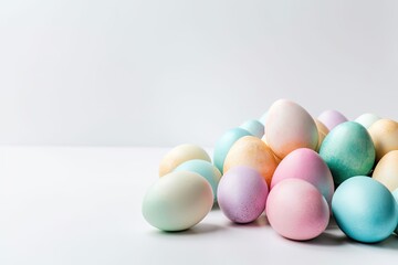 Wall Mural - Pastel rainbow Easter eggs Isolated on a white background