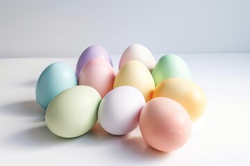 Wall Mural - Pastel rainbow Easter eggs Isolated on a white background