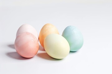 Wall Mural - Pastel rainbow Easter eggs Isolated on a white background