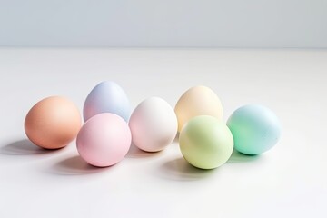 Wall Mural - Pastel rainbow Easter eggs Isolated on a white background