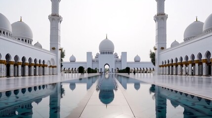 Grand Mosque in the Abu Dhabi on a sunset view background. generative AI