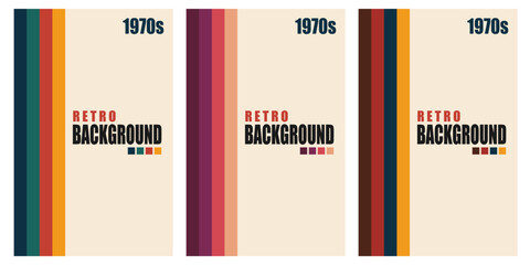 Wall Mural - Set of retro vertical posters.Abstract backgrounds in trendy 1970s style. Groovy striped design template backgrounds.Vector illustration