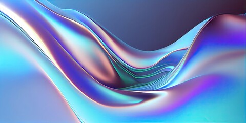 Wall Mural - abstract fluid 3d iridescent modern retro-futuristic holographic chromatic dynamic wave in motion. i