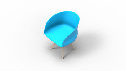 Wall Mural - blue chair top view with shadow 3d render