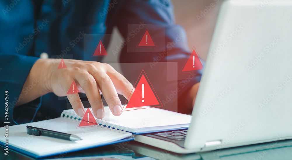 System hacked alert after cyber attack on computer network. compromised ...