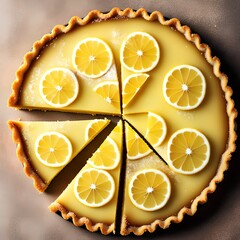 Wall Mural - homemade delicious lemon tart pie, generative art by A.I.