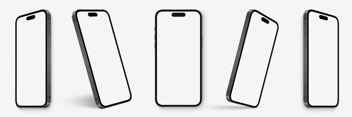 Wall Mural - realistic mockup models smartphone with transparent screens. smartphone mock up collection. device f