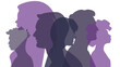 Silhouette profile group of men women and girl. Vector
