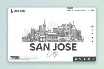 Wall Mural - San Jose, Costa Rica architecture line skyline illustration. Linear vector cityscape with famous landmarks, city sights, design icons. Landscape with editable strokes.