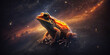 a beautiful fairytale inspired wise frog in space, scifi art, generative ai technology