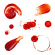 Collection of red tomato ketchup stains