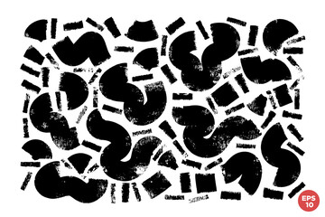 Poster - Ink brush drawn scribble vector set. Bold wavy shapes. Hand drawn calligraphy swirls. Vector graphic design elements set.