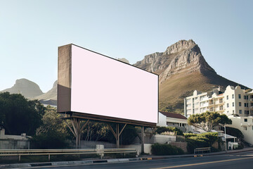 AI generated Blank billboard on the street, Local outdoor advertising mockup