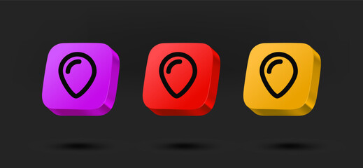 Aufkleber - Color travel point icons collection. 3d vector isolated on black background